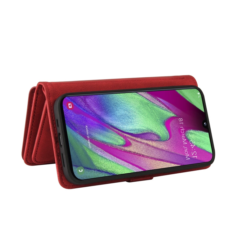 For Samsung Galaxy A40 Skin Feel PU + TPU Horizontal Flip Leather Case with Holder & 15 Cards Slot & Wallet & Zipper Pocket & Lanyard