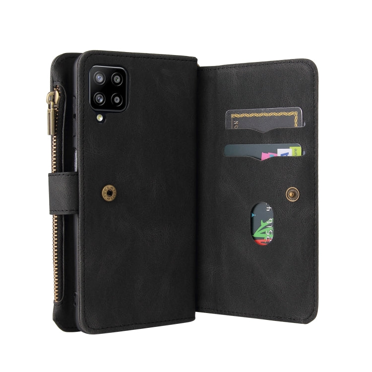For Samsung Galaxy A42 5G Skin Feel PU + TPU Horizontal Flip Leather Case with Holder & 15 Cards Slot & Wallet & Zipper Pocket & Lanyard