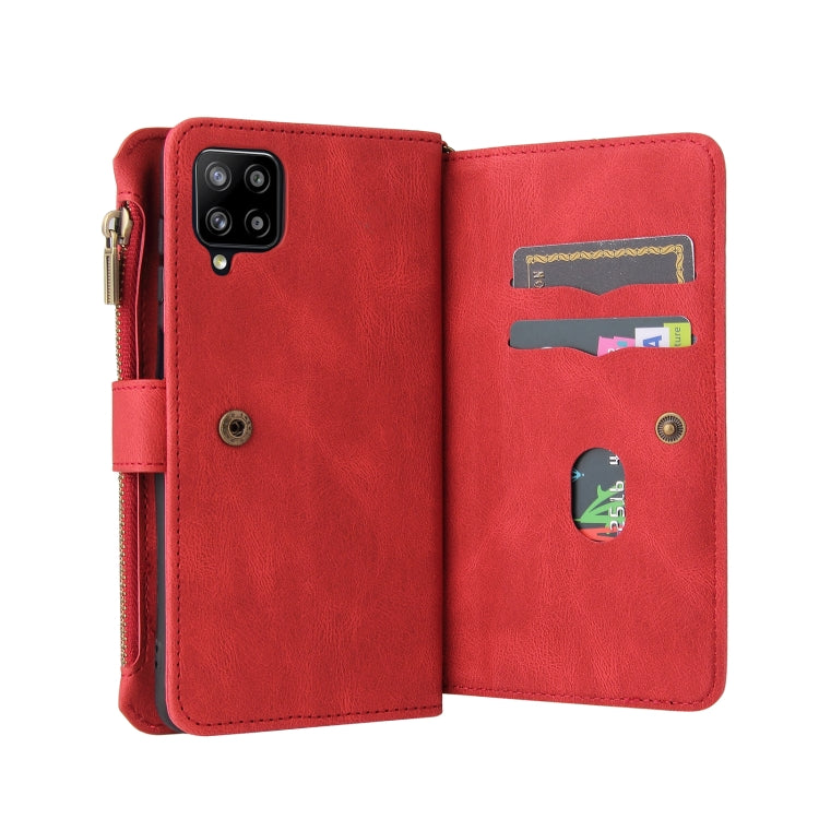 For Samsung Galaxy A42 5G Skin Feel PU + TPU Horizontal Flip Leather Case with Holder & 15 Cards Slot & Wallet & Zipper Pocket & Lanyard