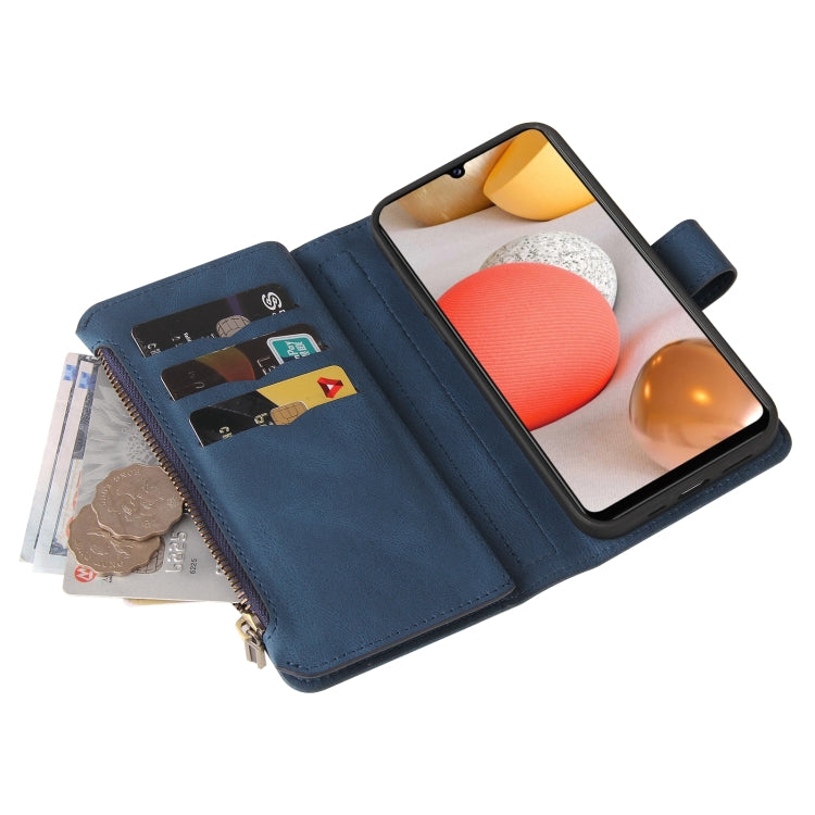 For Samsung Galaxy A42 5G Skin Feel PU + TPU Horizontal Flip Leather Case with Holder & 15 Cards Slot & Wallet & Zipper Pocket & Lanyard