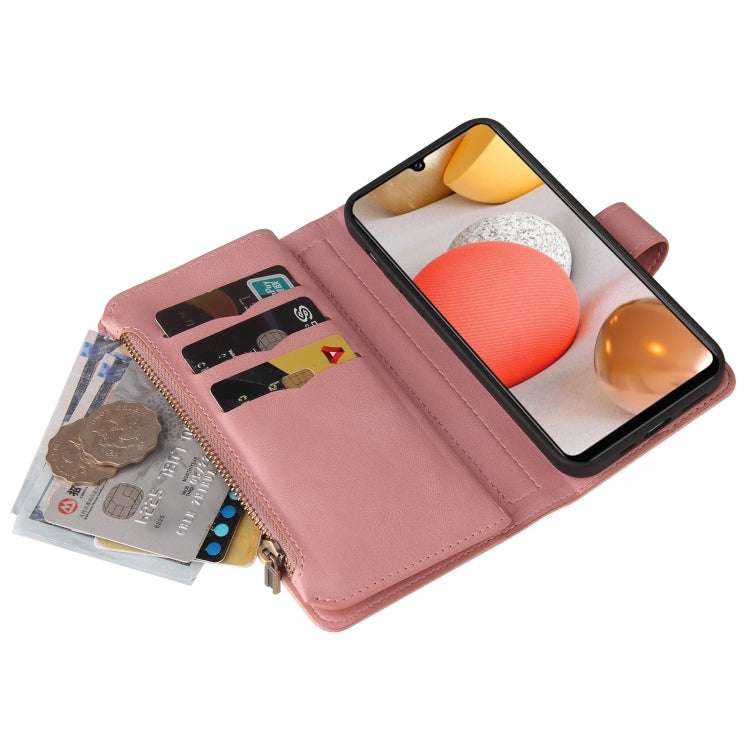 For Samsung Galaxy A42 5G Skin Feel PU + TPU Horizontal Flip Leather Case with Holder & 15 Cards Slot & Wallet & Zipper Pocket & Lanyard