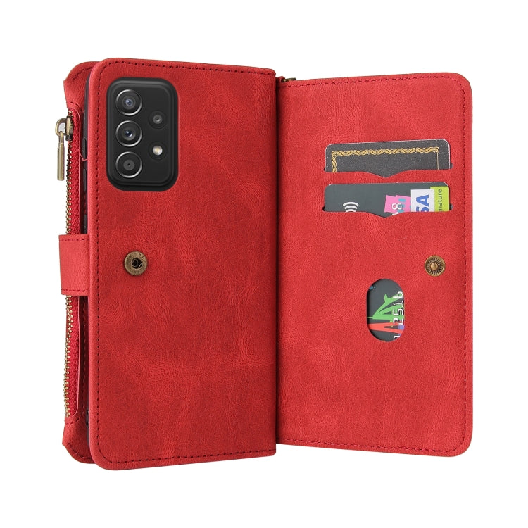 For Samsung Galaxy A52 5G / 4G Skin Feel PU + TPU Horizontal Flip Leather Case with Holder & 15 Cards Slot & Wallet & Zipper Pocket & Lanyard