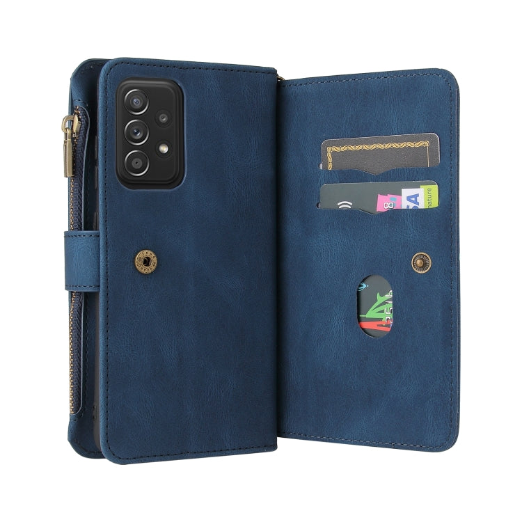 For Samsung Galaxy A52 5G / 4G Skin Feel PU + TPU Horizontal Flip Leather Case with Holder & 15 Cards Slot & Wallet & Zipper Pocket & Lanyard