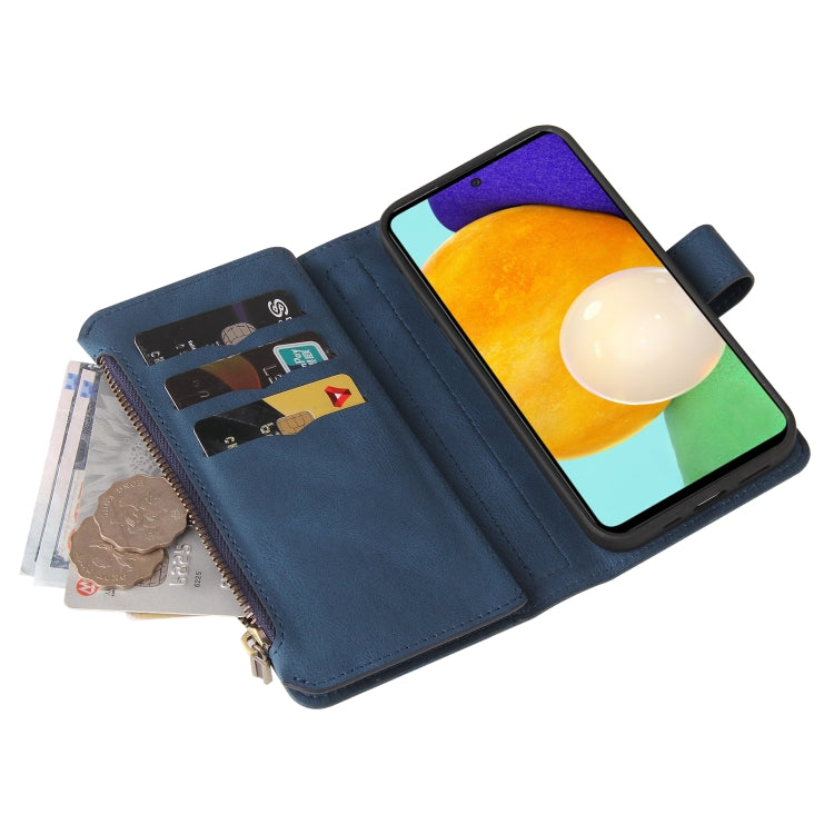 For Samsung Galaxy A52 5G / 4G Skin Feel PU + TPU Horizontal Flip Leather Case with Holder & 15 Cards Slot & Wallet & Zipper Pocket & Lanyard