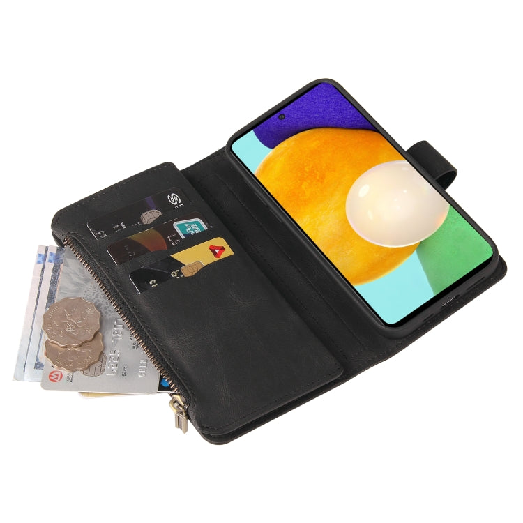 For Samsung Galaxy A72 5G / 4G Skin Feel PU + TPU Horizontal Flip Leather Case with Holder & 15 Cards Slot & Wallet & Zipper Pocket & Lanyard