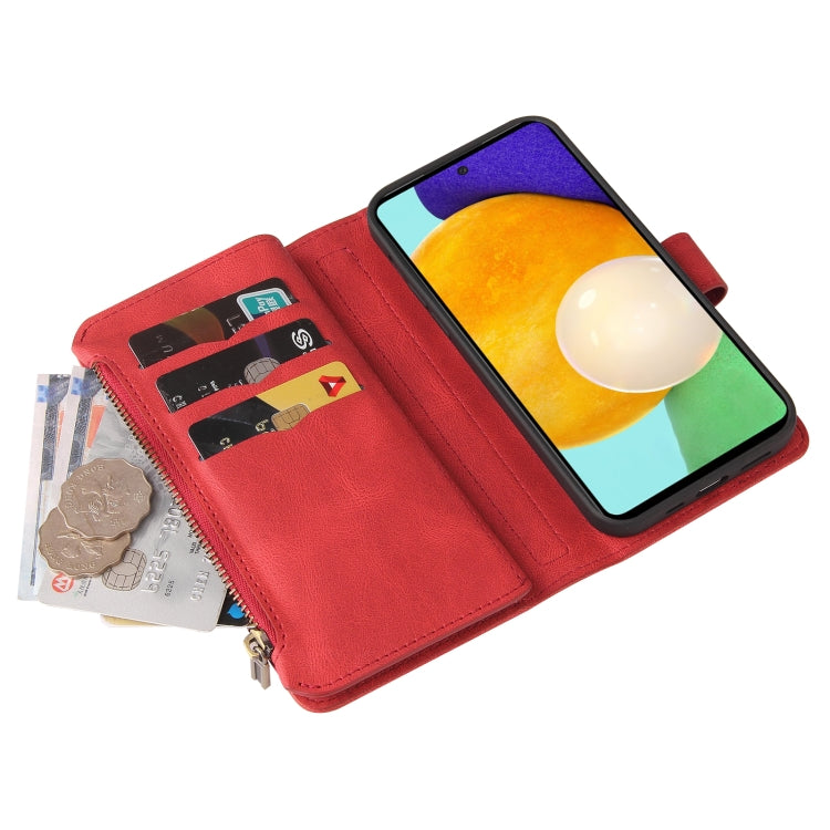 For Samsung Galaxy A72 5G / 4G Skin Feel PU + TPU Horizontal Flip Leather Case with Holder & 15 Cards Slot & Wallet & Zipper Pocket & Lanyard