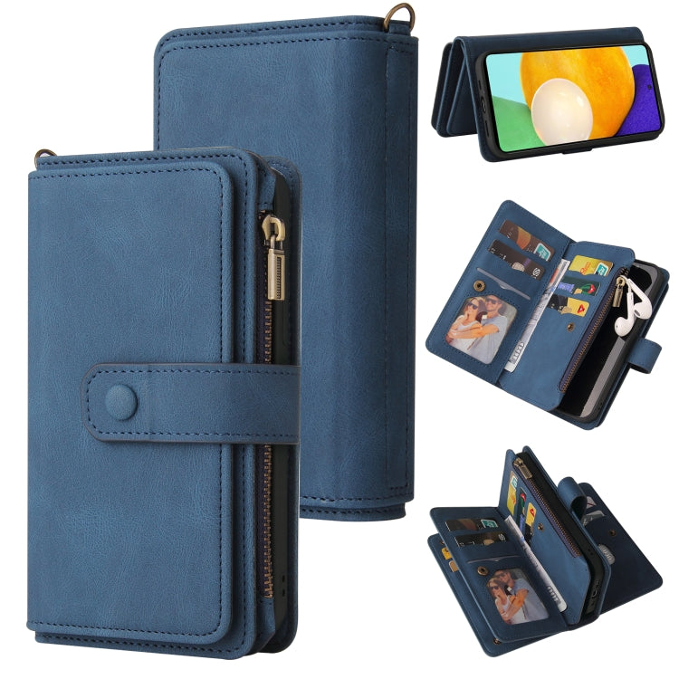 For Samsung Galaxy A72 5G / 4G Skin Feel PU + TPU Horizontal Flip Leather Case with Holder & 15 Cards Slot & Wallet & Zipper Pocket & Lanyard