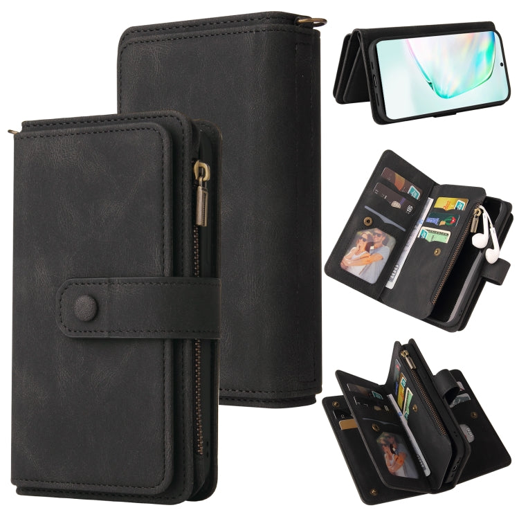 For Samsung Galaxy A91 / S10 Lite Skin Feel PU + TPU Horizontal Flip Leather Case with Holder & 15 Cards Slot & Wallet & Zipper Pocket & Lanyard
