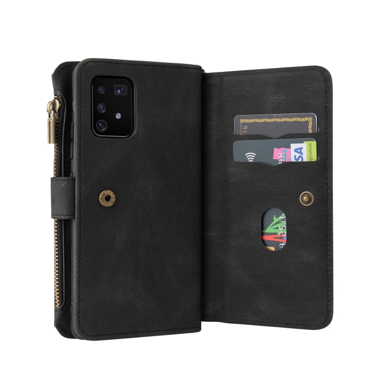For Samsung Galaxy A91 / S10 Lite Skin Feel PU + TPU Horizontal Flip Leather Case with Holder & 15 Cards Slot & Wallet & Zipper Pocket & Lanyard