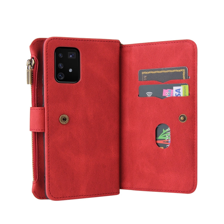 For Samsung Galaxy A91 / S10 Lite Skin Feel PU + TPU Horizontal Flip Leather Case with Holder & 15 Cards Slot & Wallet & Zipper Pocket & Lanyard