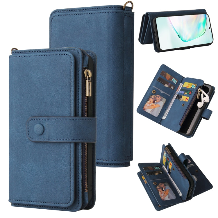 For Samsung Galaxy A91 / S10 Lite Skin Feel PU + TPU Horizontal Flip Leather Case with Holder & 15 Cards Slot & Wallet & Zipper Pocket & Lanyard
