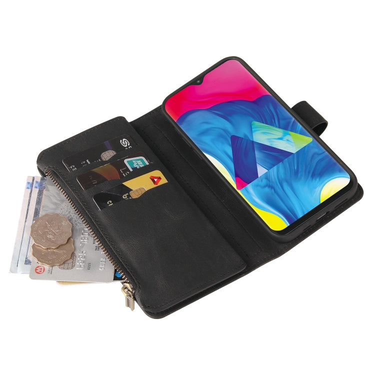 For Samsung Galaxy M10 / A10 Skin Feel PU + TPU Horizontal Flip Leather Case with Holder & 15 Cards Slot & Wallet & Zipper Pocket & Lanyard