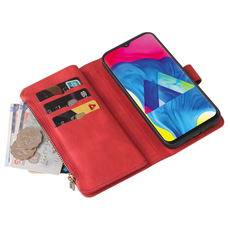 For Samsung Galaxy M10 / A10 Skin Feel PU + TPU Horizontal Flip Leather Case with Holder & 15 Cards Slot & Wallet & Zipper Pocket & Lanyard