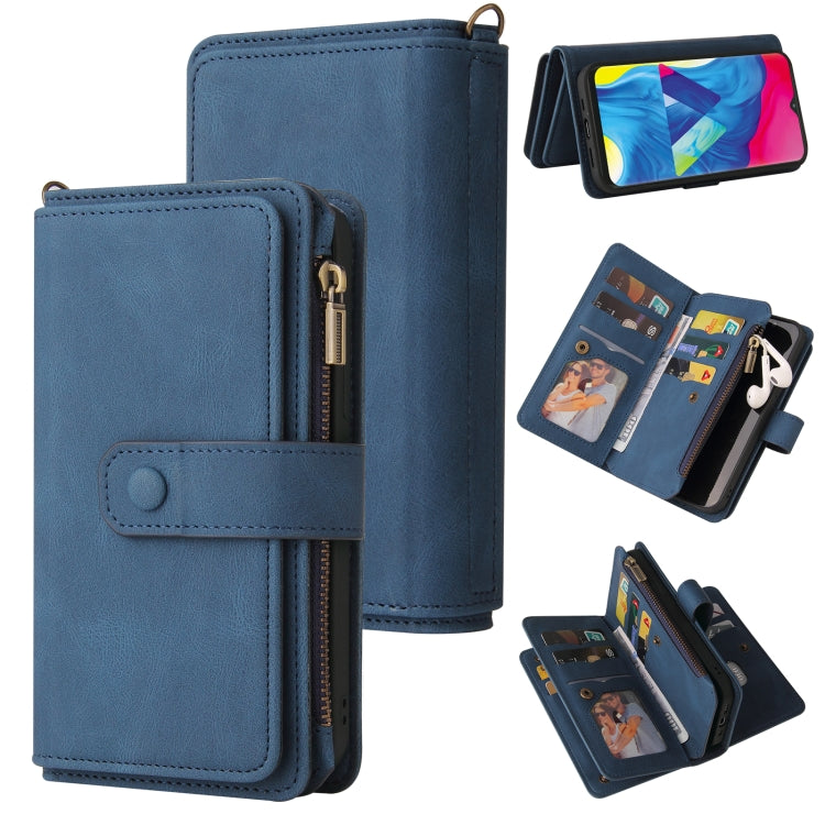 For Samsung Galaxy M10 / A10 Skin Feel PU + TPU Horizontal Flip Leather Case with Holder & 15 Cards Slot & Wallet & Zipper Pocket & Lanyard