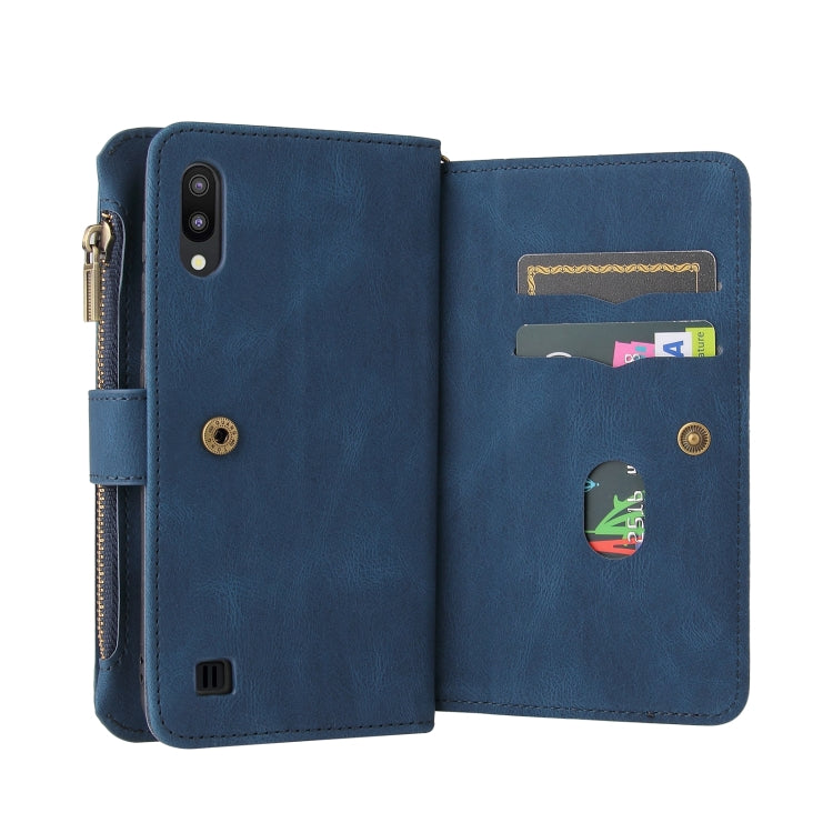 For Samsung Galaxy M10 / A10 Skin Feel PU + TPU Horizontal Flip Leather Case with Holder & 15 Cards Slot & Wallet & Zipper Pocket & Lanyard