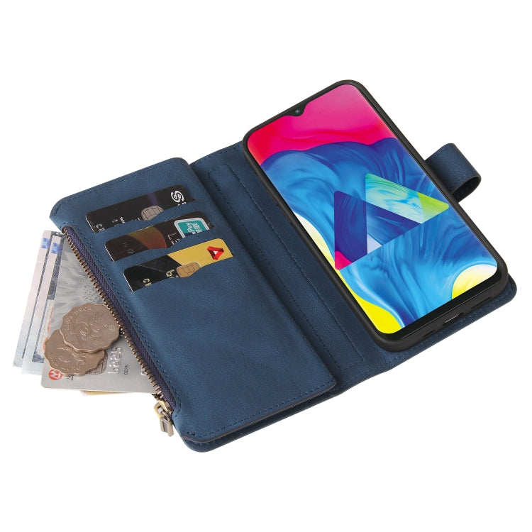 For Samsung Galaxy M10 / A10 Skin Feel PU + TPU Horizontal Flip Leather Case with Holder & 15 Cards Slot & Wallet & Zipper Pocket & Lanyard
