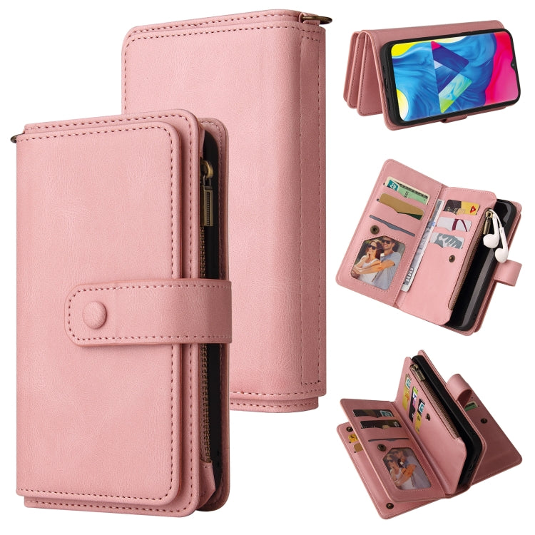 For Samsung Galaxy M10 / A10 Skin Feel PU + TPU Horizontal Flip Leather Case with Holder & 15 Cards Slot & Wallet & Zipper Pocket & Lanyard