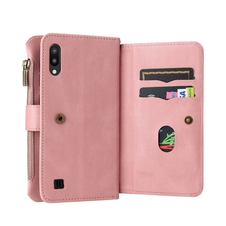 For Samsung Galaxy M10 / A10 Skin Feel PU + TPU Horizontal Flip Leather Case with Holder & 15 Cards Slot & Wallet & Zipper Pocket & Lanyard