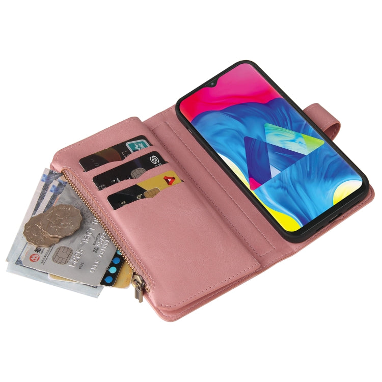 For Samsung Galaxy M10 / A10 Skin Feel PU + TPU Horizontal Flip Leather Case with Holder & 15 Cards Slot & Wallet & Zipper Pocket & Lanyard