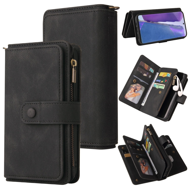 For Samsung Galaxy Note20 Skin Feel PU + TPU Horizontal Flip Leather Case with Holder & 15 Cards Slot & Wallet & Zipper Pocket & Lanyard