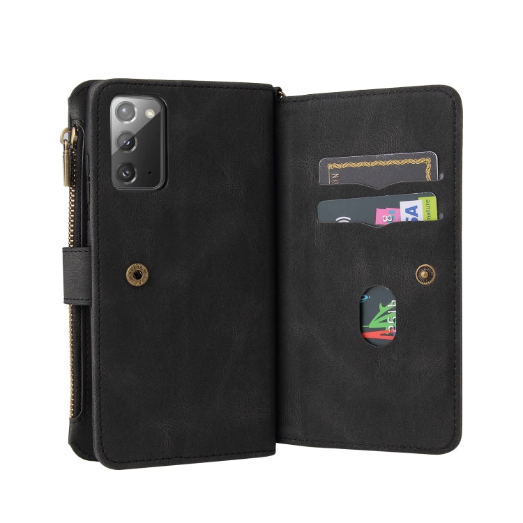 For Samsung Galaxy Note20 Skin Feel PU + TPU Horizontal Flip Leather Case with Holder & 15 Cards Slot & Wallet & Zipper Pocket & Lanyard
