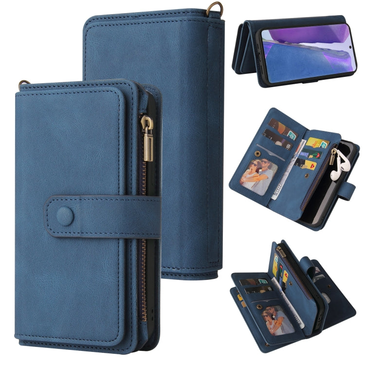 For Samsung Galaxy Note20 Skin Feel PU + TPU Horizontal Flip Leather Case with Holder & 15 Cards Slot & Wallet & Zipper Pocket & Lanyard