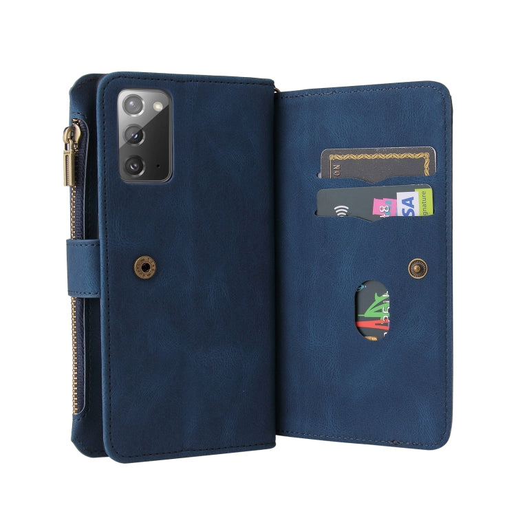 For Samsung Galaxy Note20 Skin Feel PU + TPU Horizontal Flip Leather Case with Holder & 15 Cards Slot & Wallet & Zipper Pocket & Lanyard