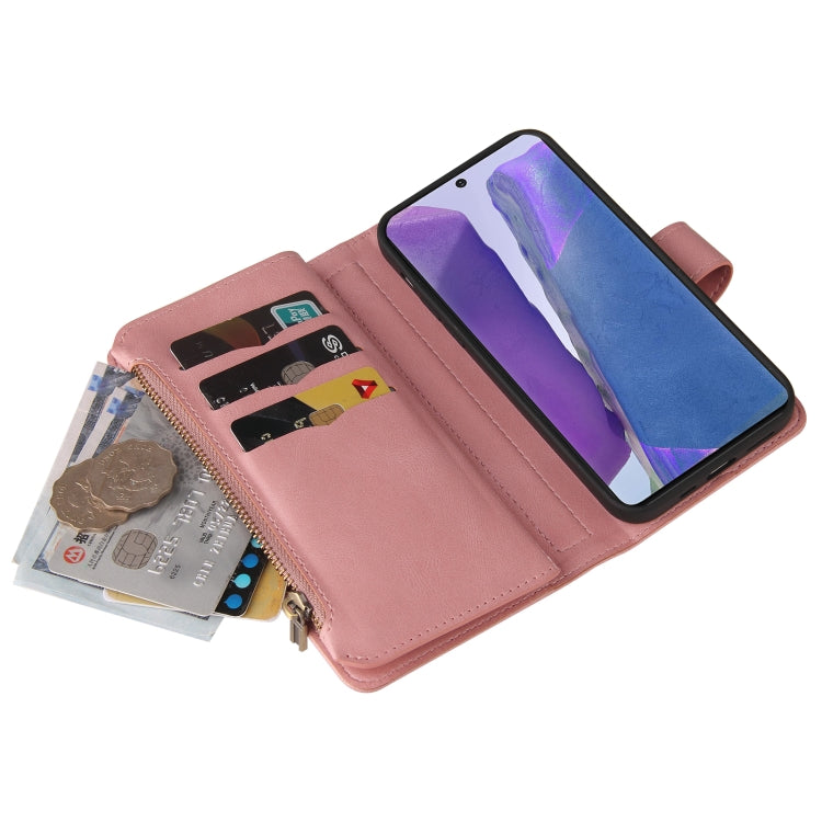 For Samsung Galaxy Note20 Skin Feel PU + TPU Horizontal Flip Leather Case with Holder & 15 Cards Slot & Wallet & Zipper Pocket & Lanyard