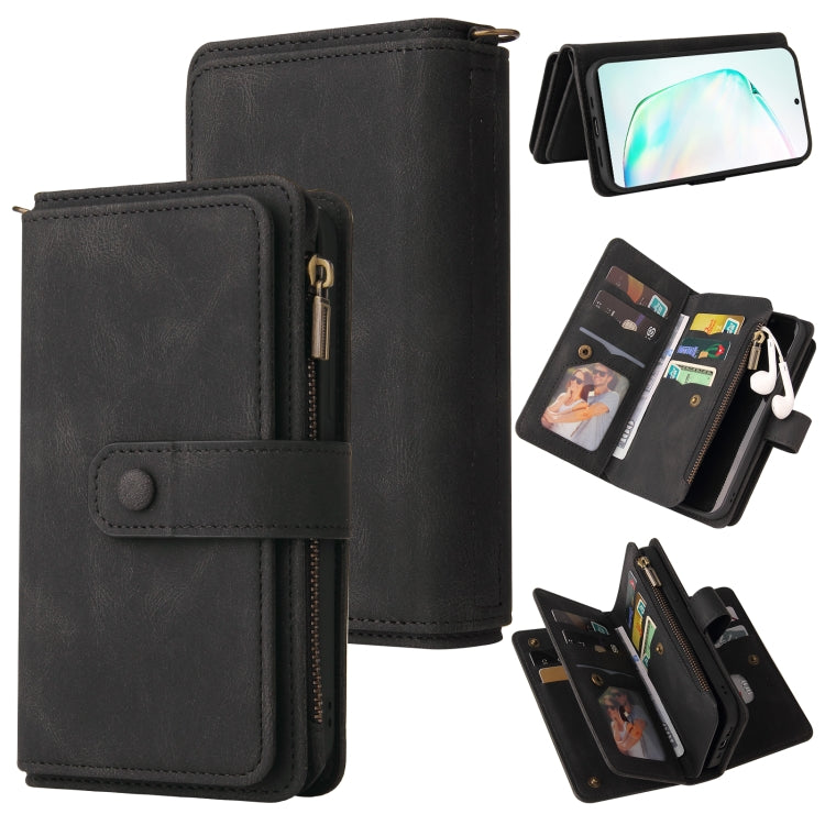 For Samsung Galaxy Note10+ Skin Feel PU + TPU Horizontal Flip Leather Case with Holder & 15 Cards Slot & Wallet & Zipper Pocket & Lanyard