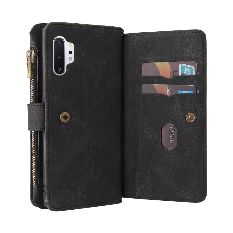 For Samsung Galaxy Note10+ Skin Feel PU + TPU Horizontal Flip Leather Case with Holder & 15 Cards Slot & Wallet & Zipper Pocket & Lanyard