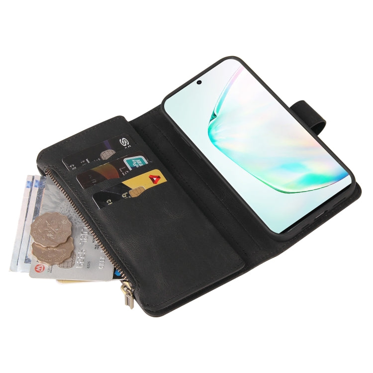 For Samsung Galaxy Note10+ Skin Feel PU + TPU Horizontal Flip Leather Case with Holder & 15 Cards Slot & Wallet & Zipper Pocket & Lanyard