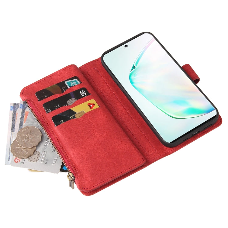 For Samsung Galaxy Note10+ Skin Feel PU + TPU Horizontal Flip Leather Case with Holder & 15 Cards Slot & Wallet & Zipper Pocket & Lanyard