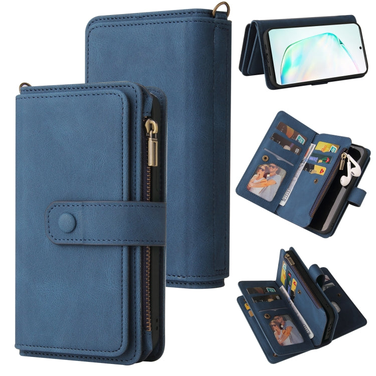 For Samsung Galaxy Note10+ Skin Feel PU + TPU Horizontal Flip Leather Case with Holder & 15 Cards Slot & Wallet & Zipper Pocket & Lanyard