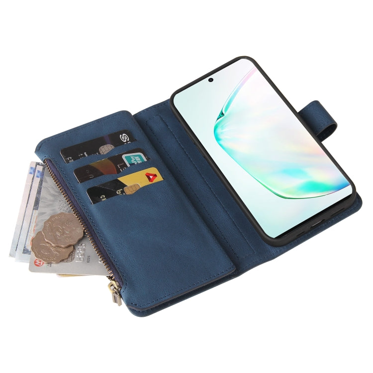 For Samsung Galaxy Note10+ Skin Feel PU + TPU Horizontal Flip Leather Case with Holder & 15 Cards Slot & Wallet & Zipper Pocket & Lanyard