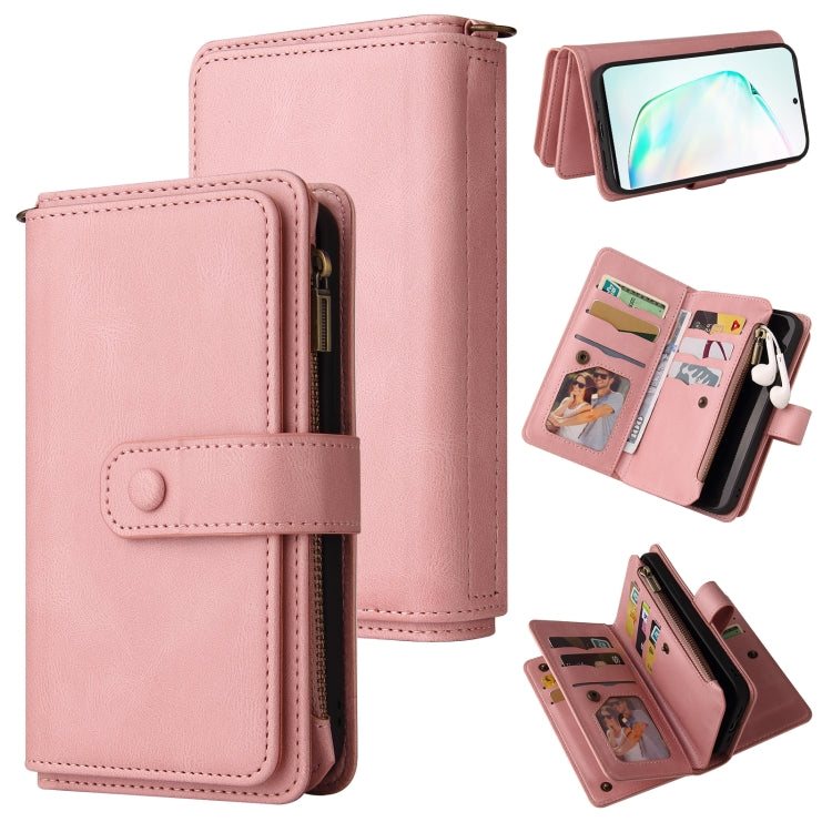 For Samsung Galaxy Note10+ Skin Feel PU + TPU Horizontal Flip Leather Case with Holder & 15 Cards Slot & Wallet & Zipper Pocket & Lanyard