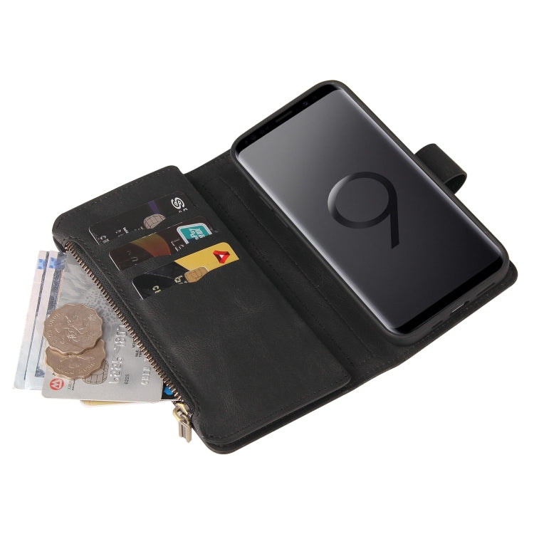 For Samsung Galaxy S9 Skin Feel PU + TPU Horizontal Flip Leather Case with Holder & 15 Cards Slot & Wallet & Zipper Pocket & Lanyard