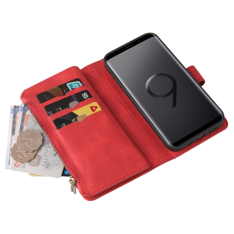 For Samsung Galaxy S9 Skin Feel PU + TPU Horizontal Flip Leather Case with Holder & 15 Cards Slot & Wallet & Zipper Pocket & Lanyard