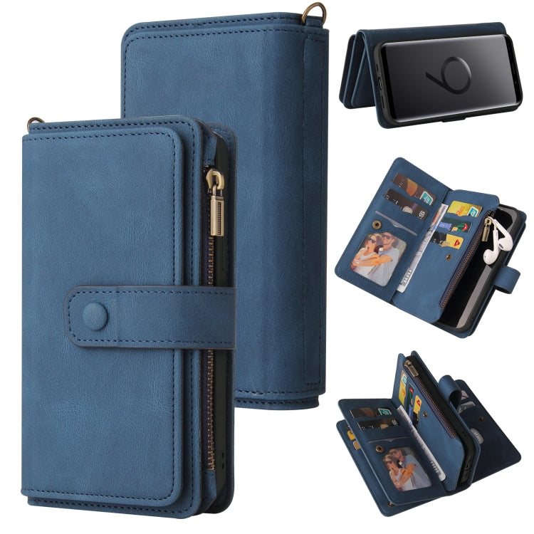 For Samsung Galaxy S9 Skin Feel PU + TPU Horizontal Flip Leather Case with Holder & 15 Cards Slot & Wallet & Zipper Pocket & Lanyard