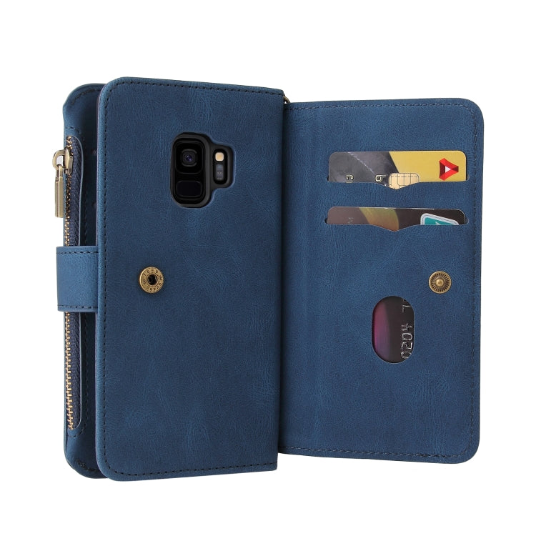 For Samsung Galaxy S9 Skin Feel PU + TPU Horizontal Flip Leather Case with Holder & 15 Cards Slot & Wallet & Zipper Pocket & Lanyard