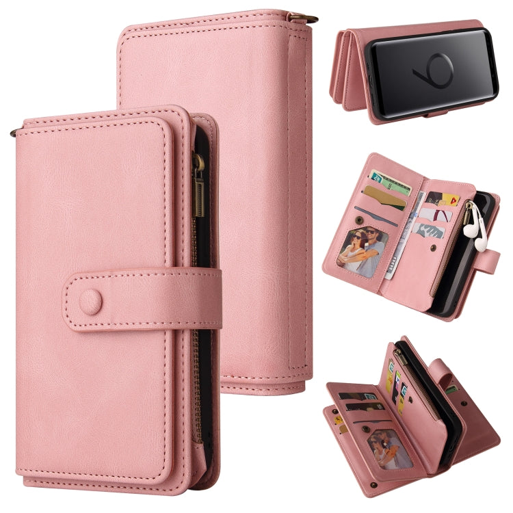 For Samsung Galaxy S9 Skin Feel PU + TPU Horizontal Flip Leather Case with Holder & 15 Cards Slot & Wallet & Zipper Pocket & Lanyard