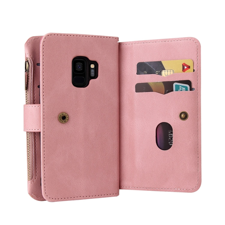 For Samsung Galaxy S9 Skin Feel PU + TPU Horizontal Flip Leather Case with Holder & 15 Cards Slot & Wallet & Zipper Pocket & Lanyard