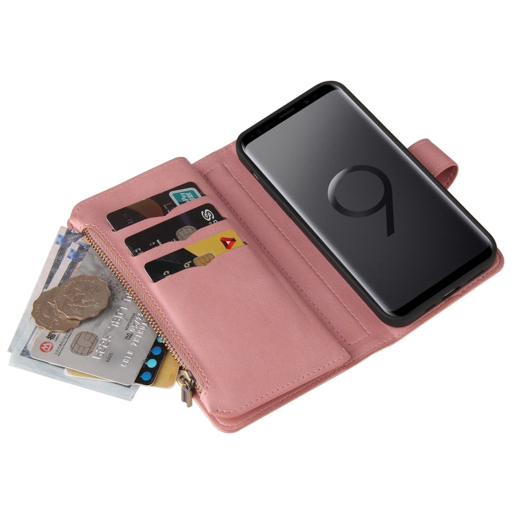 For Samsung Galaxy S9 Skin Feel PU + TPU Horizontal Flip Leather Case with Holder & 15 Cards Slot & Wallet & Zipper Pocket & Lanyard
