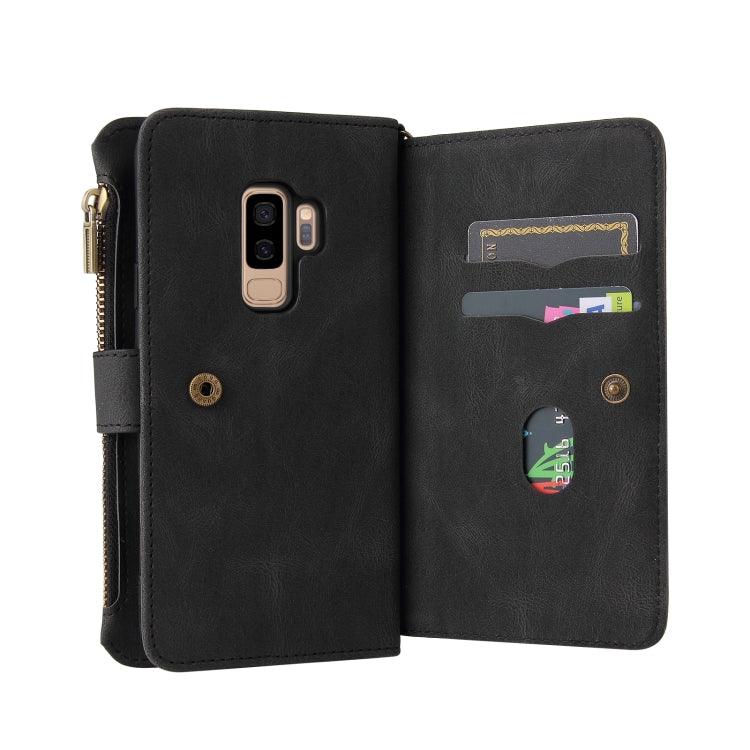 For Samsung Galaxy S9+ Skin Feel PU + TPU Horizontal Flip Leather Case with Holder & 15 Cards Slot & Wallet & Zipper Pocket & Lanyard