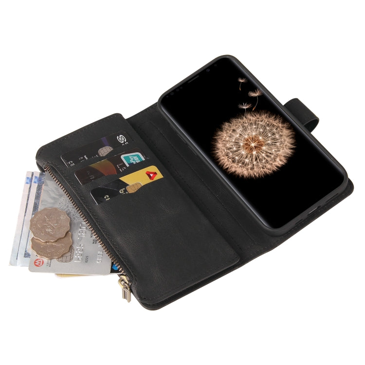 For Samsung Galaxy S9+ Skin Feel PU + TPU Horizontal Flip Leather Case with Holder & 15 Cards Slot & Wallet & Zipper Pocket & Lanyard