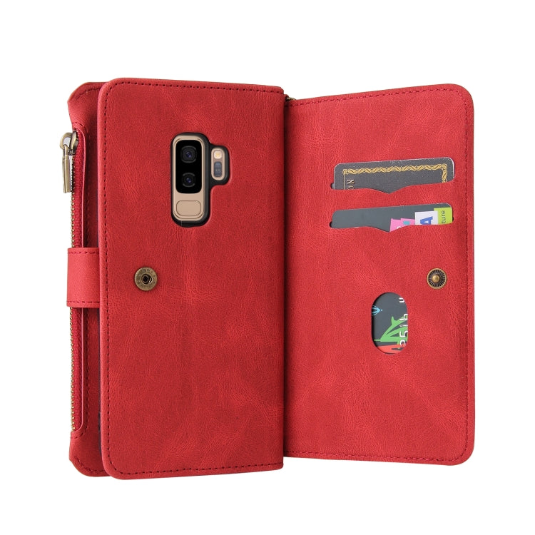 For Samsung Galaxy S9+ Skin Feel PU + TPU Horizontal Flip Leather Case with Holder & 15 Cards Slot & Wallet & Zipper Pocket & Lanyard
