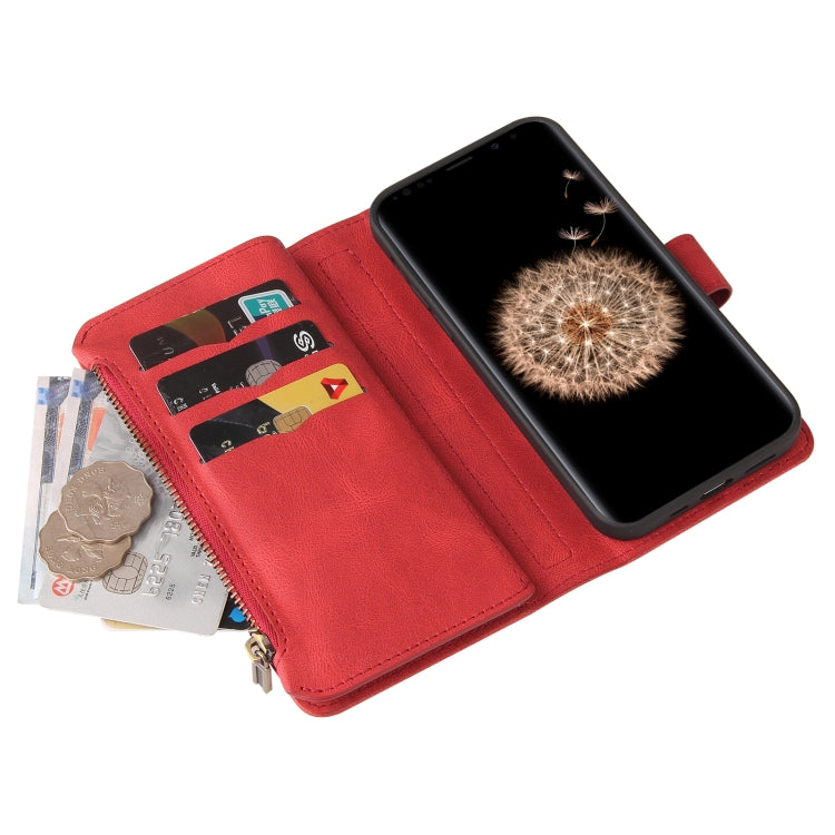 For Samsung Galaxy S9+ Skin Feel PU + TPU Horizontal Flip Leather Case with Holder & 15 Cards Slot & Wallet & Zipper Pocket & Lanyard