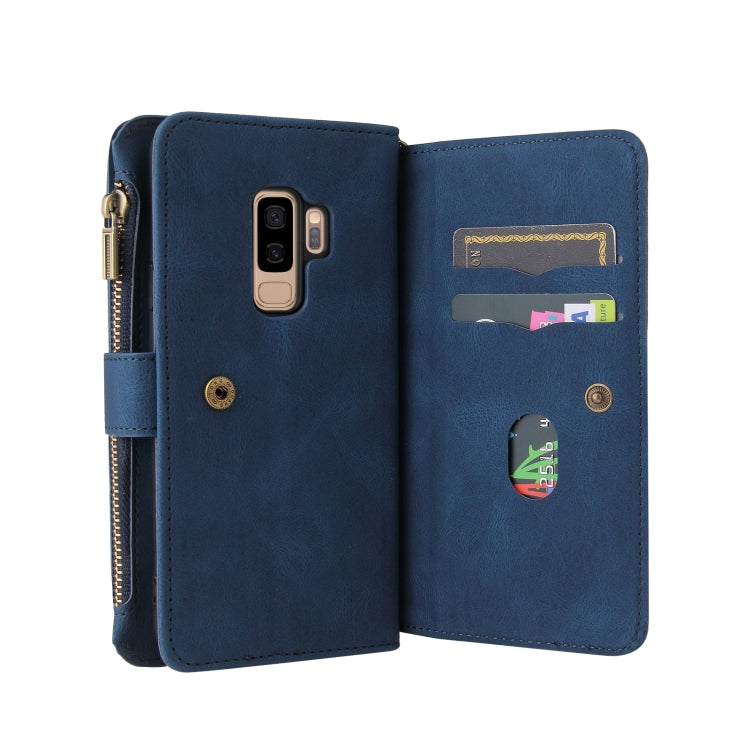 For Samsung Galaxy S9+ Skin Feel PU + TPU Horizontal Flip Leather Case with Holder & 15 Cards Slot & Wallet & Zipper Pocket & Lanyard