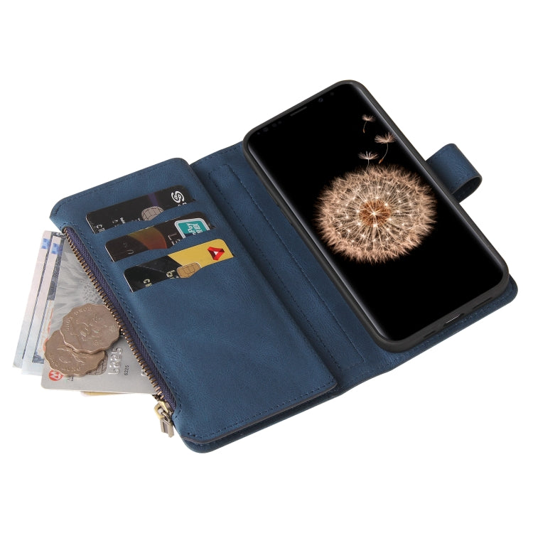 For Samsung Galaxy S9+ Skin Feel PU + TPU Horizontal Flip Leather Case with Holder & 15 Cards Slot & Wallet & Zipper Pocket & Lanyard