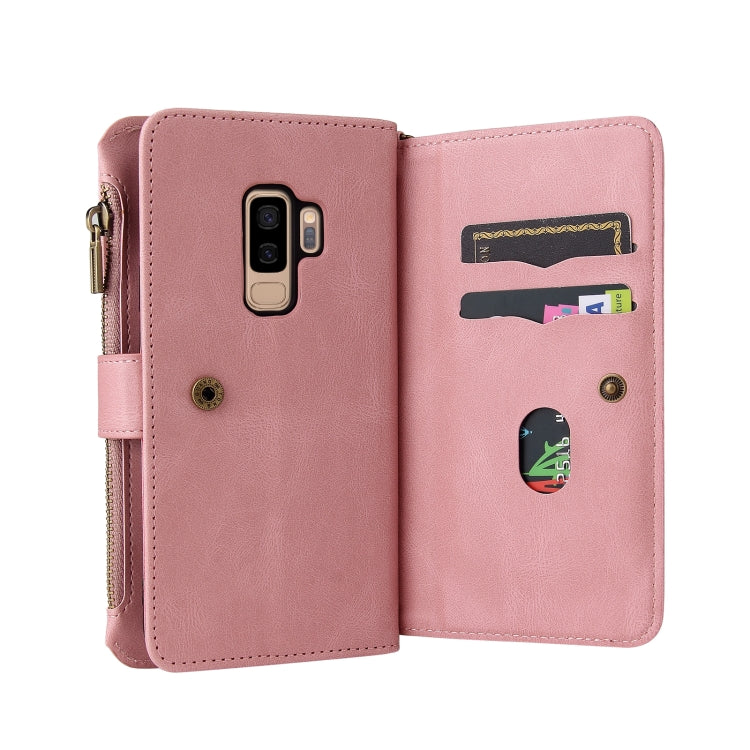 For Samsung Galaxy S9+ Skin Feel PU + TPU Horizontal Flip Leather Case with Holder & 15 Cards Slot & Wallet & Zipper Pocket & Lanyard