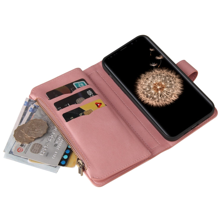 For Samsung Galaxy S9+ Skin Feel PU + TPU Horizontal Flip Leather Case with Holder & 15 Cards Slot & Wallet & Zipper Pocket & Lanyard